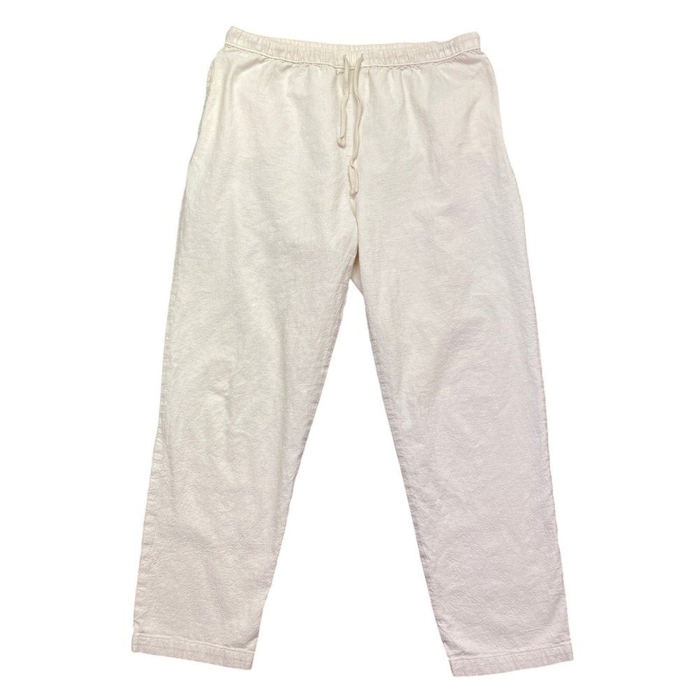 Outerknown Mens Organic Cotton Textured Drawstring Pants Cream Size S Tropical